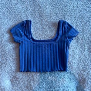 aerie offline blue ripped crop